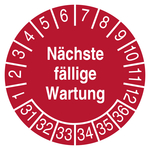 Pr&uuml;fplakette N&auml;chste f&auml;llige Wartung 2031 Rot Dokumentenfolie &Oslash; 20 mm 10 St&uuml;ck/Bogen