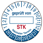 Pr&uuml;fplakette STK gepr&uuml;ft von N&auml;chster Termin Wei&szlig;
