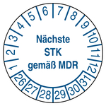 Pr&uuml;fplakette N&auml;chste STK gem&auml;&szlig; MDR Wei&szlig;