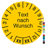 Mehrjahrespr&uuml;fplakette mit Wunschtext und Wunschfarbe rund f&uuml;r 2 Jahre, Jahreszahl zweistellig