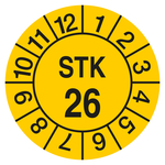 Pr&uuml;fplakette STK Gelb Jahreszahl zweistellig