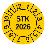Pr&uuml;fplakette STK Gelb Jahreszahl vierstellig