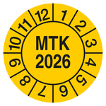 Pr&uuml;fplakette MTK Gelb Jahreszahl vierstellig