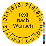 Mehrjahrespr&uuml;fplakette mit Wunschtext und Wunschfarbe rund f&uuml;r 2 Jahre, Jahreszahl vierstellig