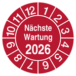 Pr&uuml;fplakette N&auml;chste Wartung mit Jahreszahl Rot