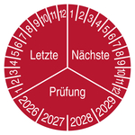 Pr&uuml;fplakette Letzte N&auml;chste Pr&uuml;fung Rot