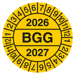 Pr&uuml;fplakette BGG Gelb