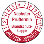 Pr&uuml;fplakette N&auml;chster Pr&uuml;ftermin Brandschutzklappe Wei&szlig;