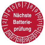 Pr&uuml;fplakette N&auml;chste Batteriepr&uuml;fung Rot