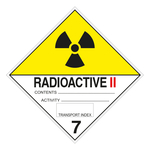 Gefahrzettel Placards Klasse 7B Radioaktive Stoffe Strahlensymbol Schwarz mit Zusatztext RADIOACTIVE II Folie 250 x 250 mm Einzeletikett