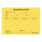 Gespr&auml;chsvermerk DIN A5 quer, gelb 100 Blatt/Block, gelocht