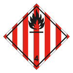 Gefahrzettel Placards Klasse 4.1 Entzündbare feste Stoffe Flamme Schwarz Folie 300 x 300 mm Einzeletikett