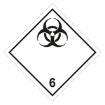 Gefahrzettel Placards Klasse 6.2 Ansteckungsgefährliche Stoffe Folie 300 x 300 mm Einzeletikett