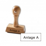 Holzstempel mit Text "Anlage A"