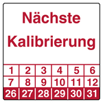 Pr&uuml;fplakette N&auml;chste Kalibrierung Wei&szlig;