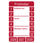 Pr&uuml;fplakette Pr&uuml;fmittel Kalibriert am Durch N&auml;chster Pr&uuml;ftermin