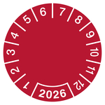 Pr&uuml;fplakette zum Selbstbeschriften mit Jahreszahl (vierstellig) Rot