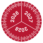 Pr&uuml;fplakette mit Jahreszahl (vierstellig) f&uuml;r 3 Jahre Rot