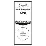 Grundplakette Gepr&uuml;ft Medizintechnik STK N&auml;chste Pr&uuml;fung Wei&szlig;