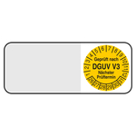Kabelpr&uuml;fplakette Gepr&uuml;ft nach DGUV V3 N&auml;chster Pr&uuml;ftermin Gelb