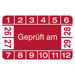 Pr&uuml;fplakette Gepr&uuml;ft am Rot