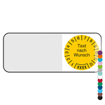 Kabelpr&uuml;fplakette mit Wunschtext und Wunschfarbe, Jahreszahl vierstellig