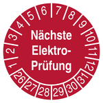 Pr&uuml;fplakette N&auml;chste Elektro-Pr&uuml;fung Rot