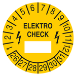 Pr&uuml;fplakette ELEKTRO CHECK Gelb