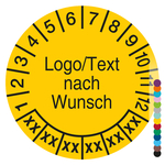 Mehrjahrespr&uuml;fplakette mit Logo, Wunschtext und Wunschfarbe rund f&uuml;r 6 Jahre
