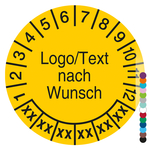 Mehrjahrespr&uuml;fplakette mit Logo, Wunschtext und Wunschfarbe rund f&uuml;r 6 Jahre