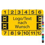 Mehrjahrespr&uuml;fplakette mit Logo, Wunschtext und Wunschfarbe rechteckig f&uuml;r 4 Jahre
