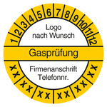Mehrjahrespr&uuml;fplakette Gaspr&uuml;fung mit Logo und Firmendaten