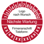 Mehrjahrespr&uuml;fplakette N&auml;chste Wartung mit Logo und Firmendaten