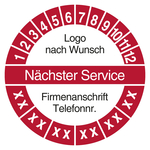 Mehrjahrespr&uuml;fplakette N&auml;chster Service mit Logo und Firmendaten