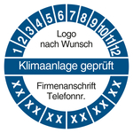 Mehrjahrespr&uuml;fplakette Klimaanlage gepr&uuml;ft mit Logo und Firmendaten