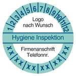 Mehrjahrespr&uuml;fplakette Hygiene Inspektion mit Logo und Firmendaten