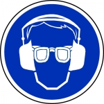 Gehör- und Augenschutz benutzen - Gebotszeichen Kunststoff Ø 20 cm