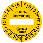 Pr&uuml;fplakette Pr&uuml;fmittel&uuml;berwachung N&auml;chster Termin Gelb