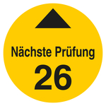 Pr&uuml;fplakette N&auml;chste Pr&uuml;fung mit Pfeil und Jahreszahl (zweistellig) Gelb