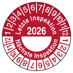 Pr&uuml;fplakette Letzte Inspektion N&auml;chste Inspektion Rot