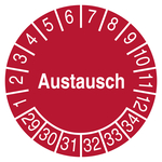Pr&uuml;fplakette Austausch 2029 Rot Graspapier &Oslash; 30 mm 500 St&uuml;ck/Rolle