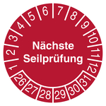 Pr&uuml;fplakette N&auml;chste Seilpr&uuml;fung Rot