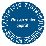 Pr&uuml;fplakette Wasserz&auml;hler gepr&uuml;ft Blau