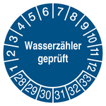 Pr&uuml;fplakette Wasserz&auml;hler gepr&uuml;ft 2028 Blau Graspapier &Oslash; 40 mm 100 St&uuml;ck/Rolle