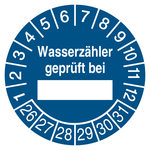 Pr&uuml;fplakette Wasserz&auml;hler gepr&uuml;ft bei Blau