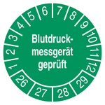 Pr&uuml;fplakette Blutdruckmessger&auml;t gepr&uuml;ft Gr&uuml;n