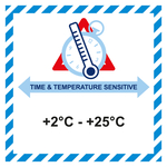 Gefahrzettel Time And Temperature Sensitive +2&deg;C - +25&deg;C