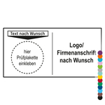 Grundplakette Pr&uuml;fnachweis mit Logo, Wunschtext und Firmendaten