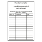 Pr&uuml;fnachweis Baustromverteiler mit Logo und Firmendaten