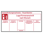 Grundplakette Instandhaltungsnachweis Feuerl&ouml;scher mit Logo und Firmendaten